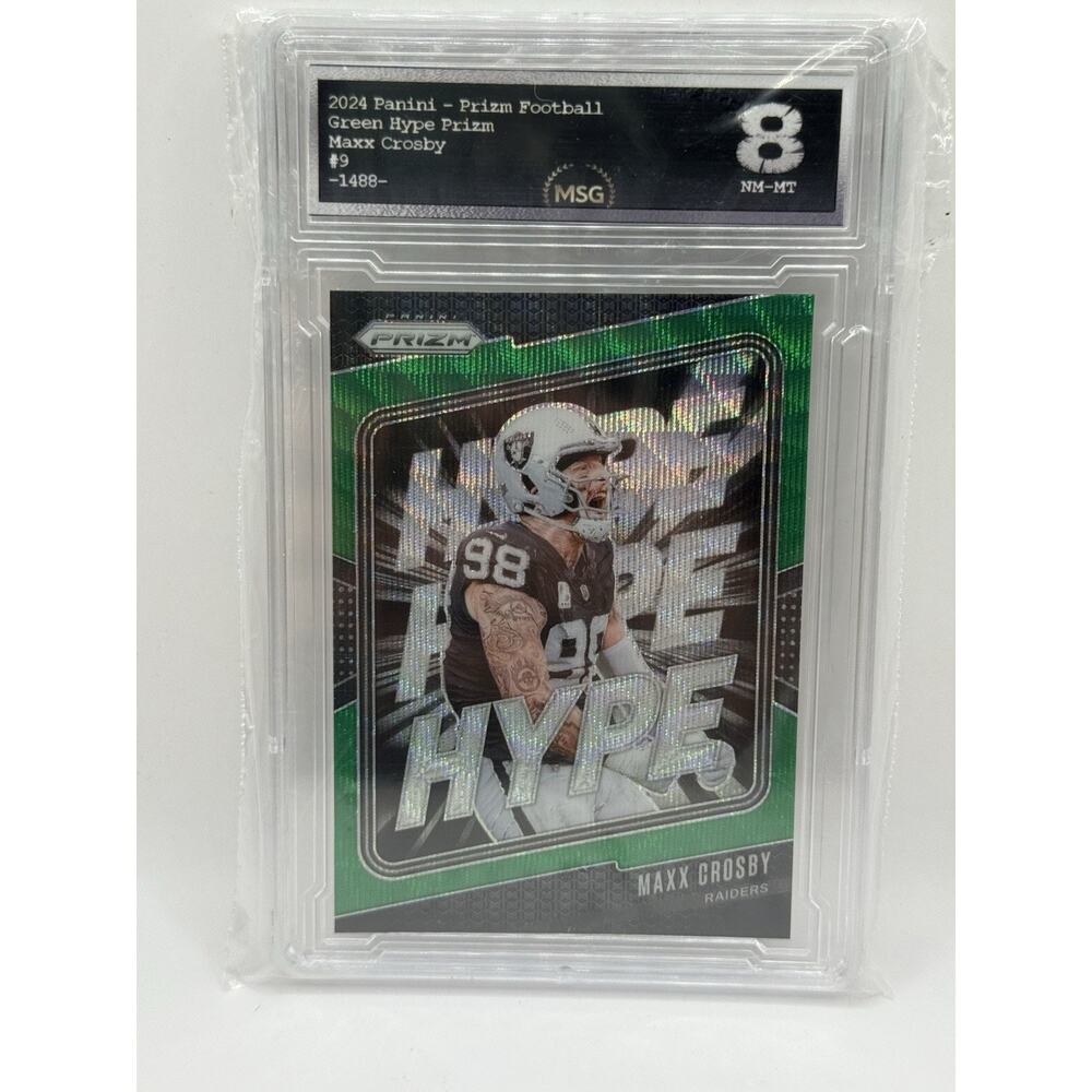 MAXX CROSBY 2024 PANINI PRIZM FOOTBALL HYPE GREEN RAIDERS #9 Q5519